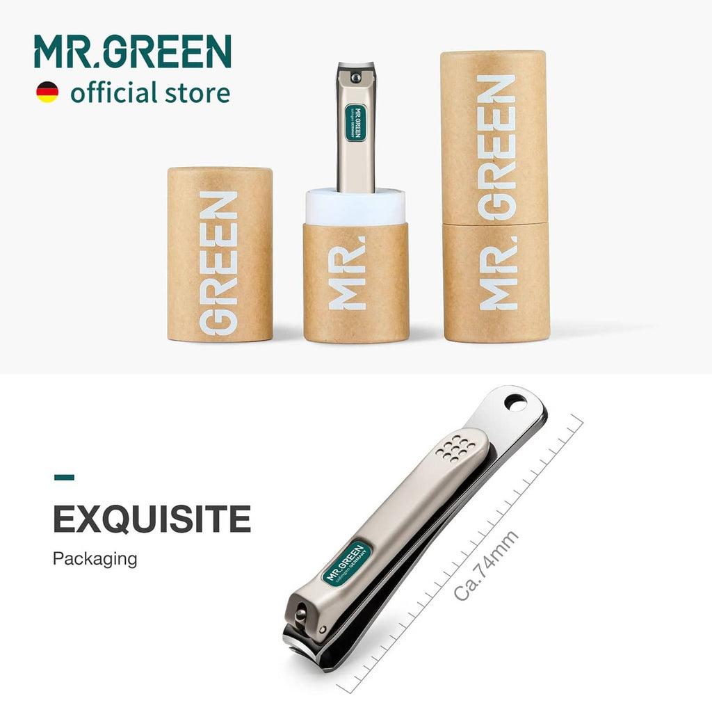Compact nail clipper with curved blades shown beside size ruler