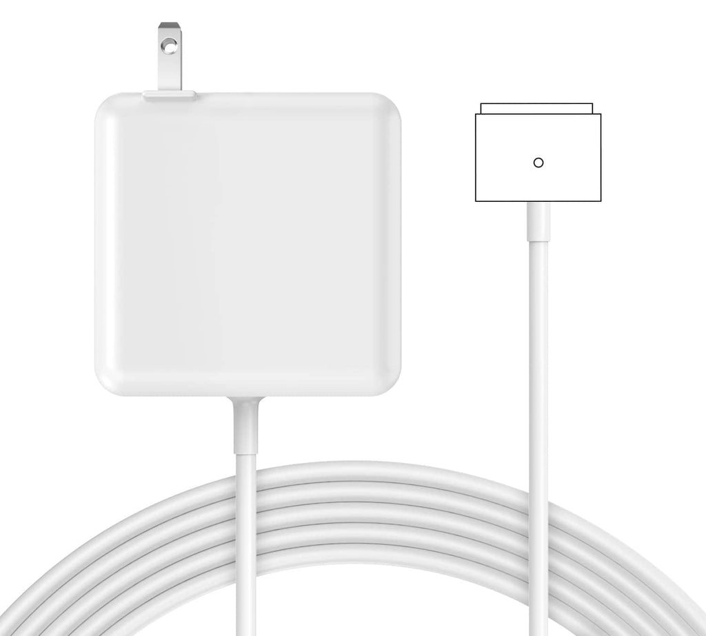 White 85W magnetic laptop charger adapter with T-tip and plug cable