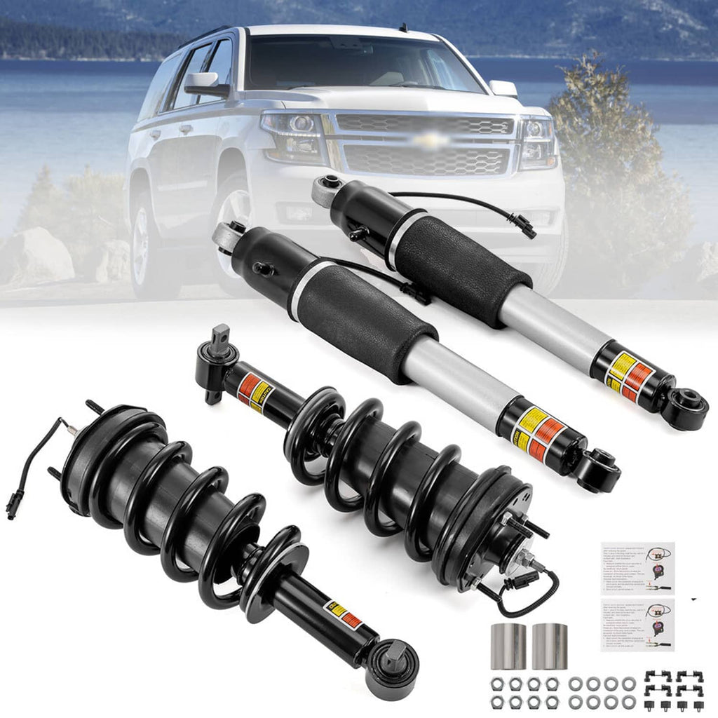 Pair of black and silver shock absorbers with coil springs, shown on a vehicle
