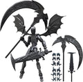 Titan 13 robot action figure with bat wings and scythe pose, plus extra accessories