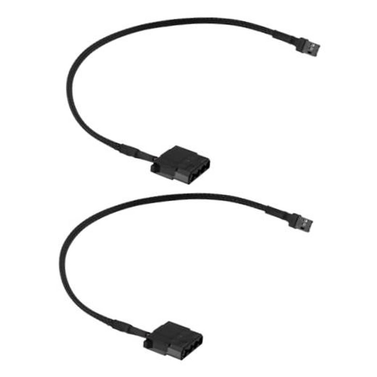 Fan header to Molex power adapter cable set with two black cable connectors