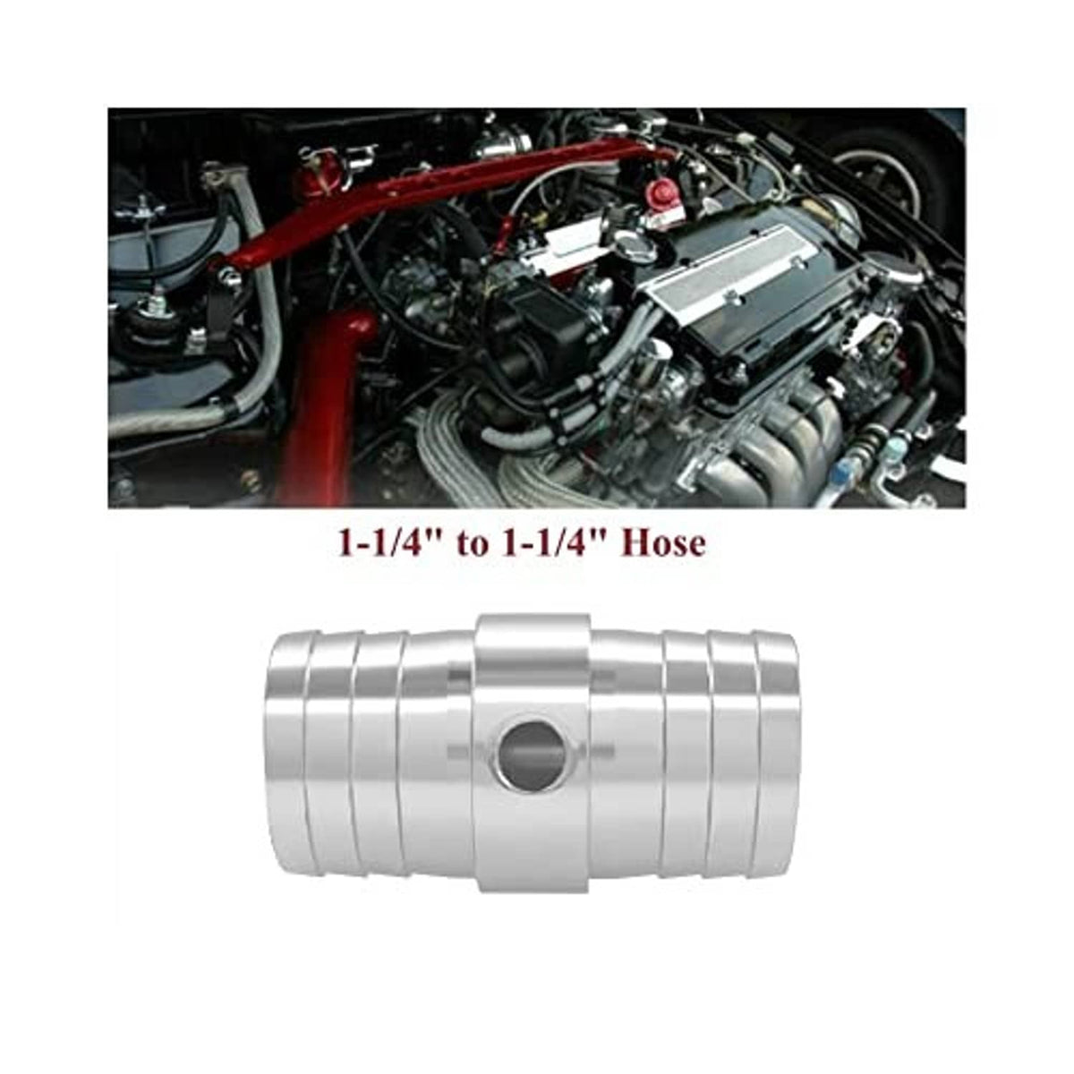 Metal hose barb coupler with clamp ring and round port opening