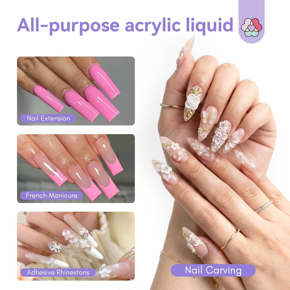 SAVILAND acrylic liquid for nail extension, French tips, rhinestones, and carving