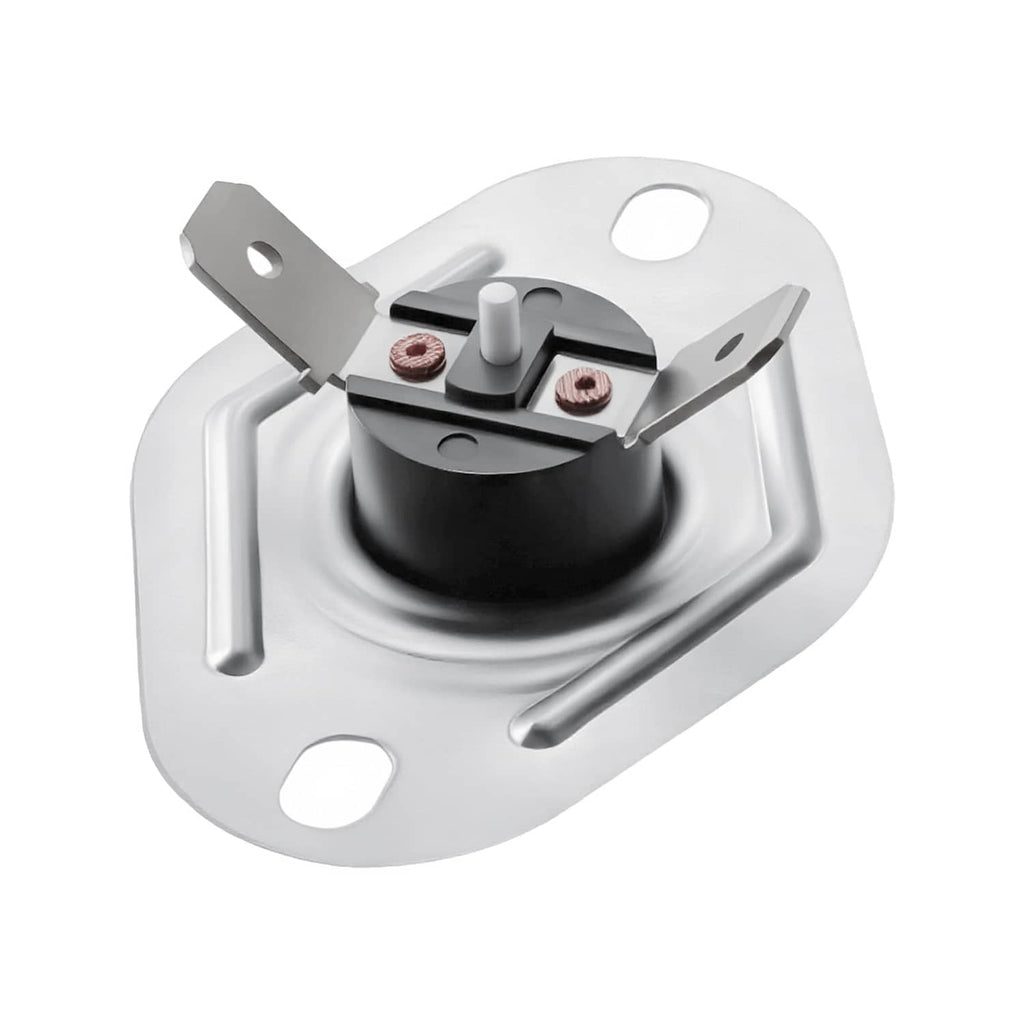 Flame rollout switch with metal mounting plate and black sensor housing