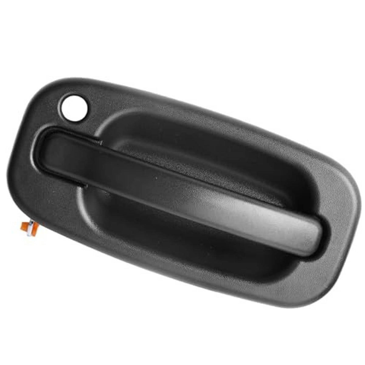 Black exterior door handle, oval grip with round keyhole
