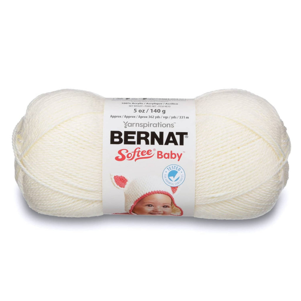 Antique white Bernat Softee Baby yarn skein in soft acrylic, 5 oz/140 g