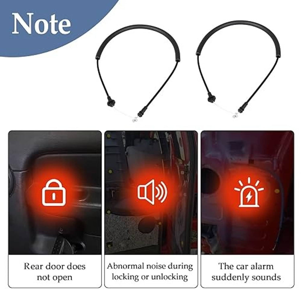 Two black door latch cables with small connector ends for rear door replacement