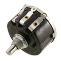 Wirewound potentiometer with metal terminals and threaded shaft, black housing