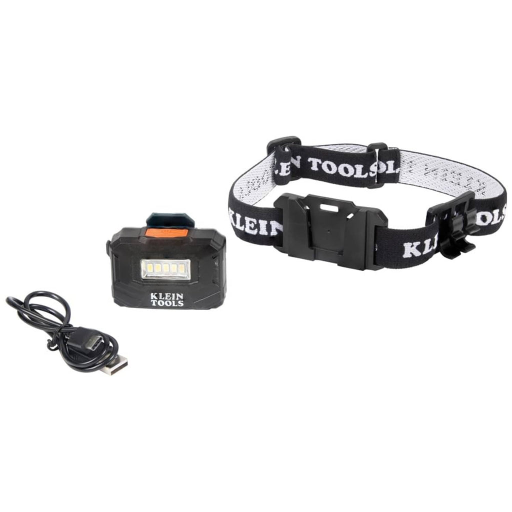 Rechargeable LED headlamp set with headband, light unit, and USB charging cable