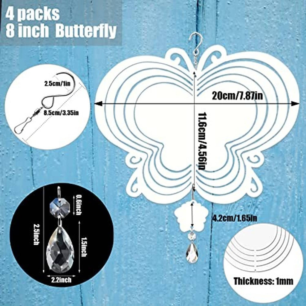 8-inch aluminum wind spinner blank butterfly with size and thickness measurement diagram