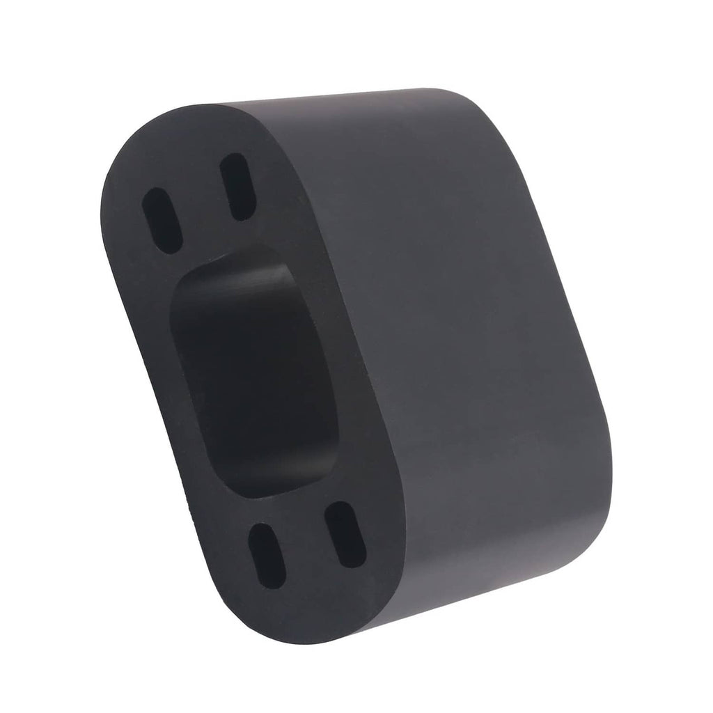 Black rubber hammer handle protector with oval handle opening and side cutouts