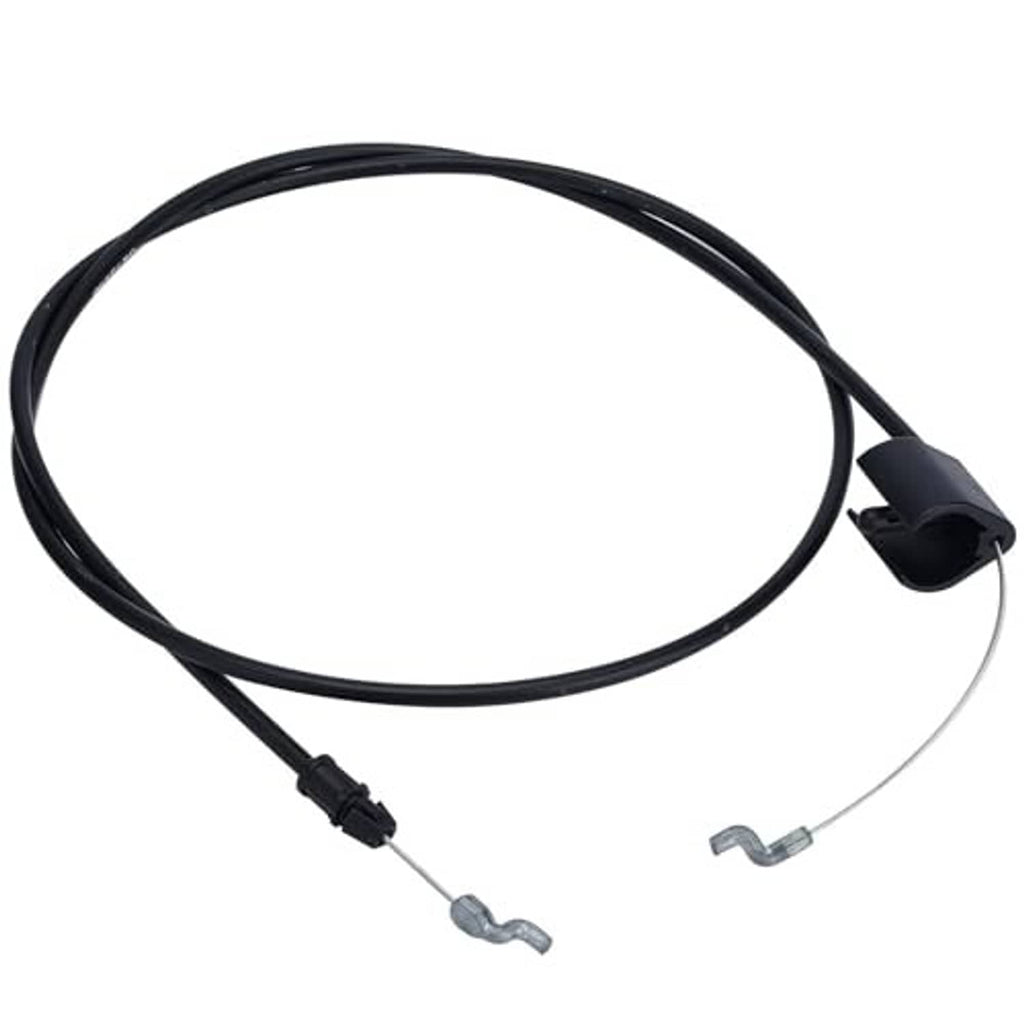 Black engine control cable with end connector housing and split metal spring clips
