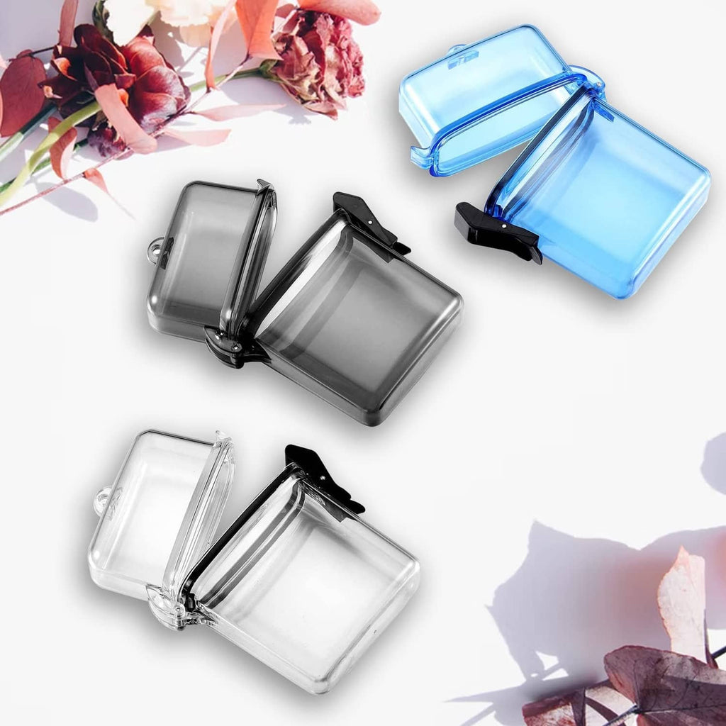 Waterproof ID card badge holder set with cords, hinged clips, and clear windows