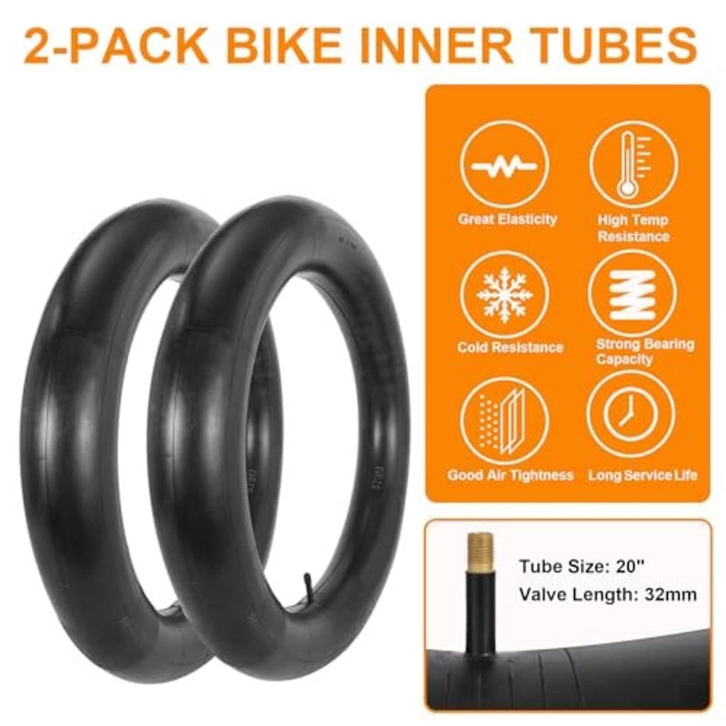2-pack black bike inner tubes with valve stems