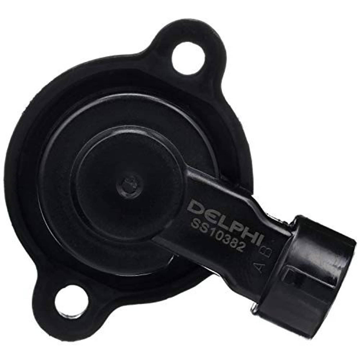 Throttle position sensor with black mounting flange and DELPHI SS10382 marking