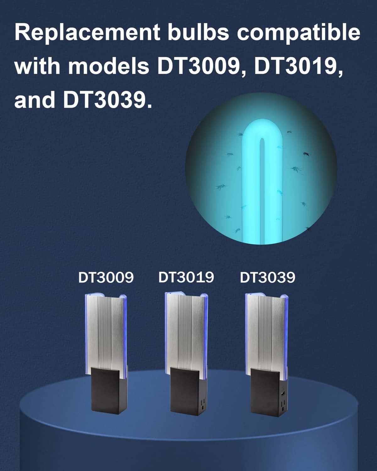 Four replacement insect-trap bulbs with 2-pin bases and blue light glow