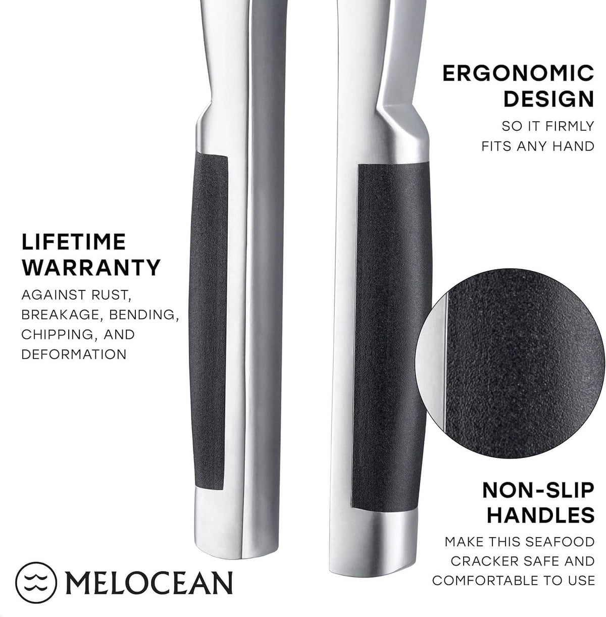 Stainless-steel seafood cracker picks with non-slip grip handles