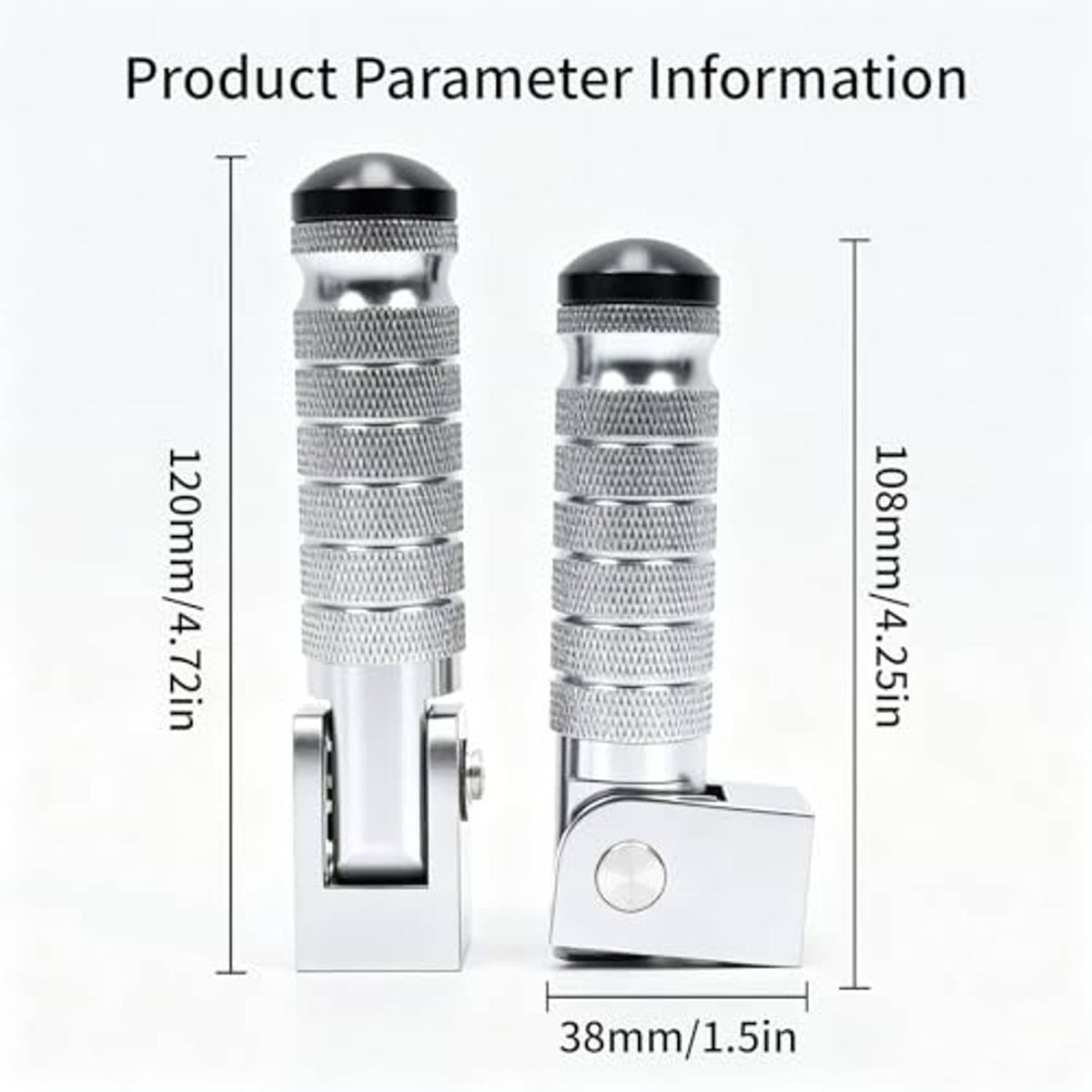 Silver folding e-bike motorcycle foot pegs with textured grip and mounting bracket