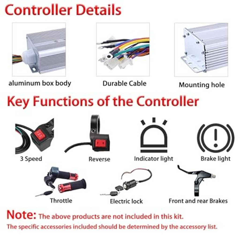 36V motor controller with aluminum box body, multi-wire harness, and mounting holes