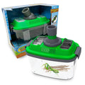 Green 2-in-1 critter viewer habitat with removable microscope over clear specimen container