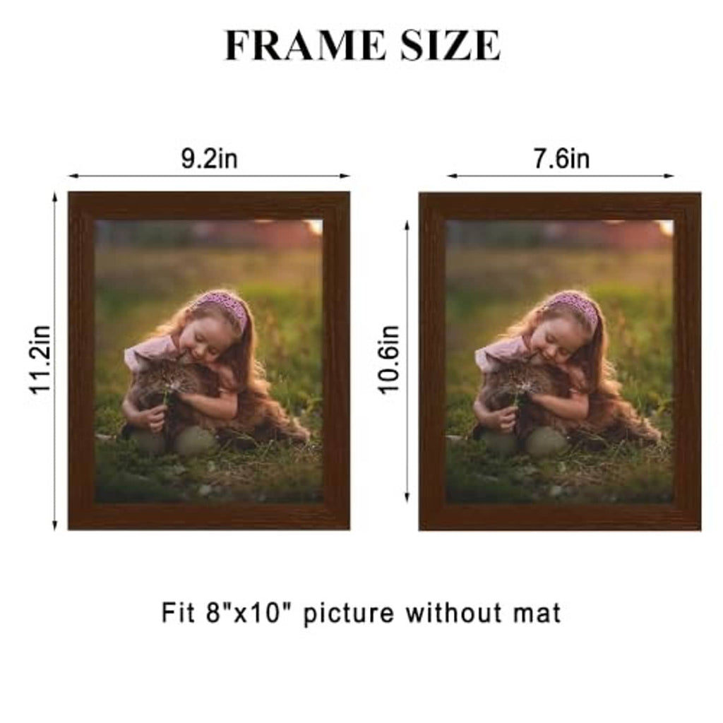 8x10 walnut wood picture frame with real glass, fit for 8x10 photo without mat