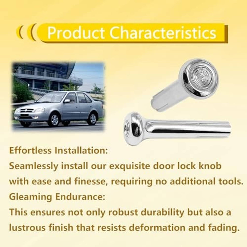 Chrome door lock knob with round base and ridged socket opening, polished finish