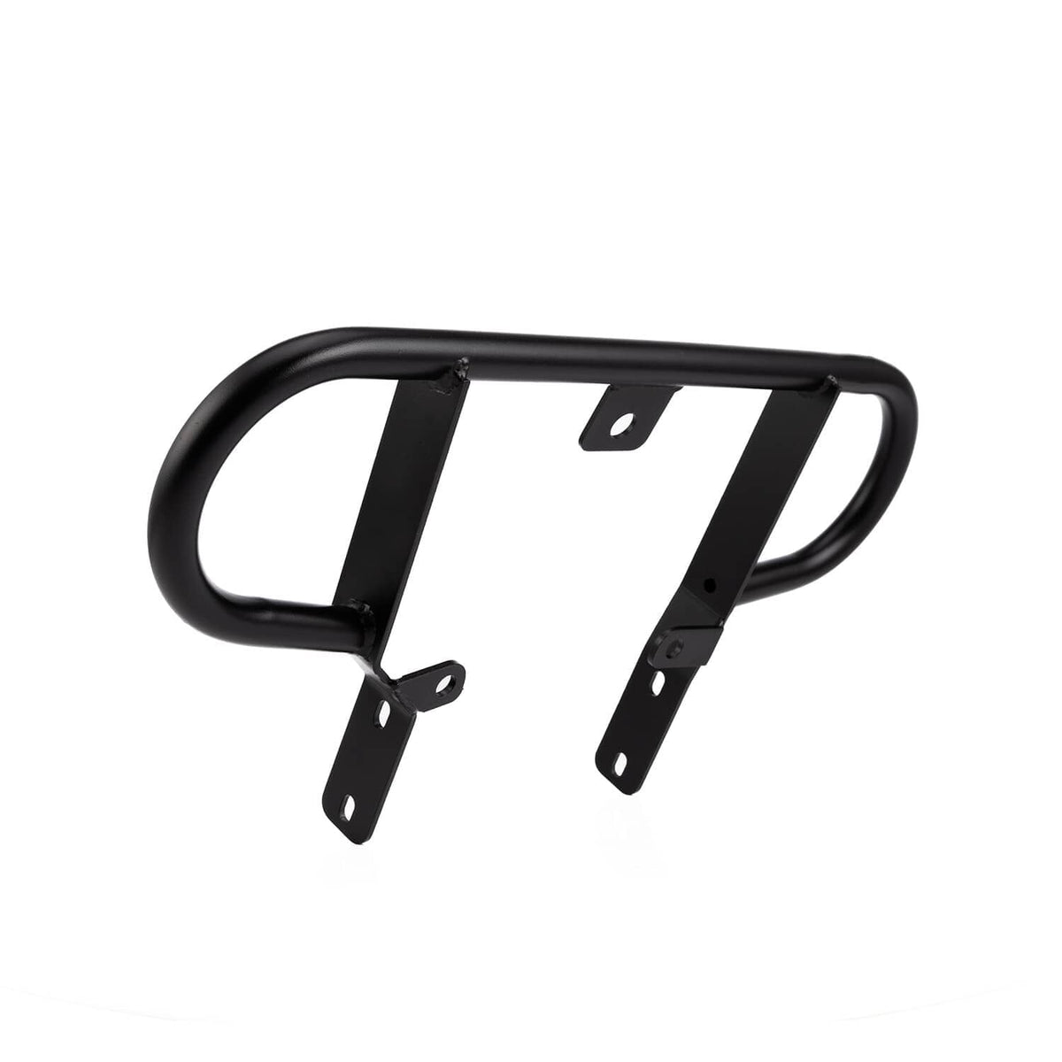 Black rear grab bar with U-shaped tubular handle and two side mounting plates