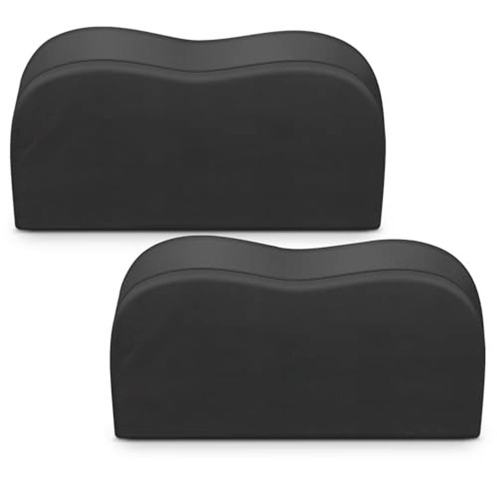 Black dual-axle RV tire covers, two-piece set with contoured curved shape