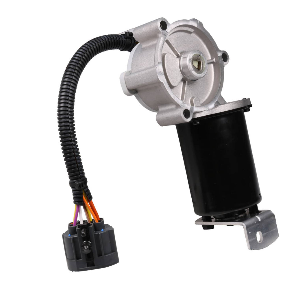 Transfer case shift motor with black housing and wiring harness connector