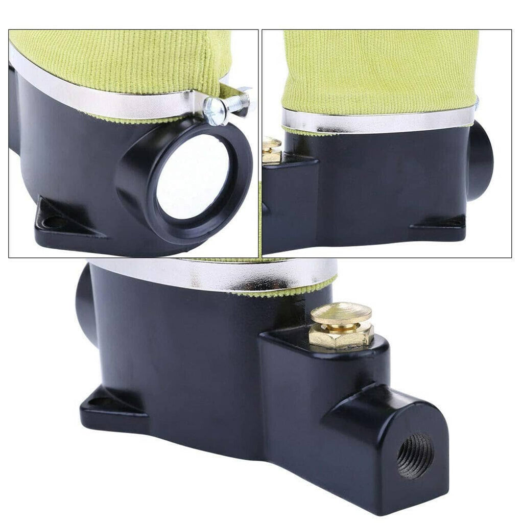 Pneumatic air spark plug cleaner tool showing circular inlet and metal nozzle