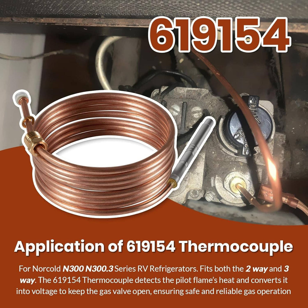 Thermocouple copper coil with brass fittings and probe tip for gas valve control
