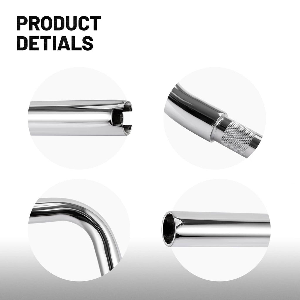 Chrome handlebar details with smooth tubing and end openings