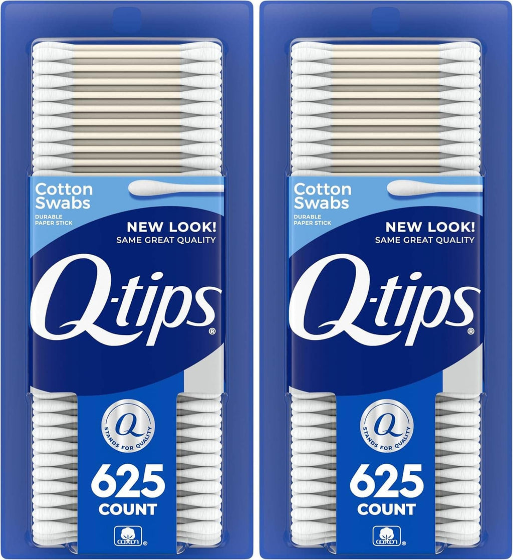 Cotton swabs twin pack in plastic blister, 625 count, with Q-tips brand label