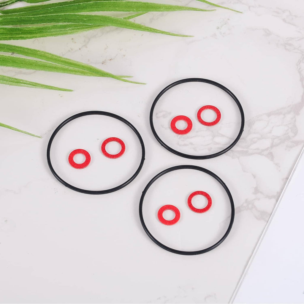 Three-piece carburetor gasket kit with black seals and red inner O-rings