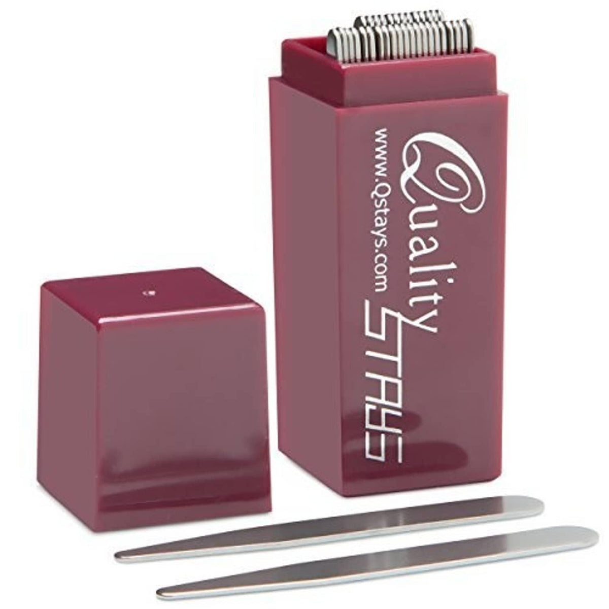 Steel collar stays, 2.5 in pins with carrying case, maroon