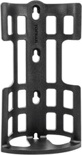 Black metal mounting cage bracket with oval holes and Topeak logo