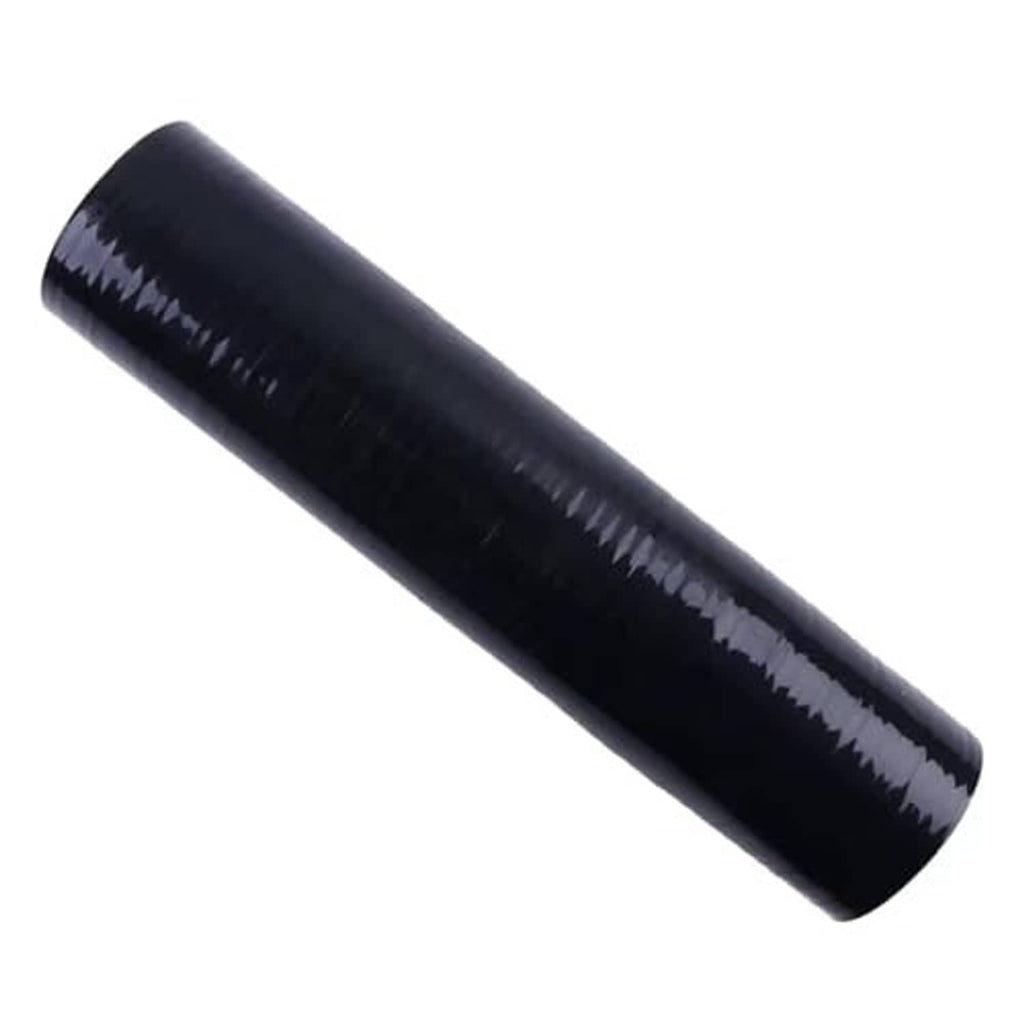 Dark blue ribbed silicone coupler hose, angled view, white stripe down length