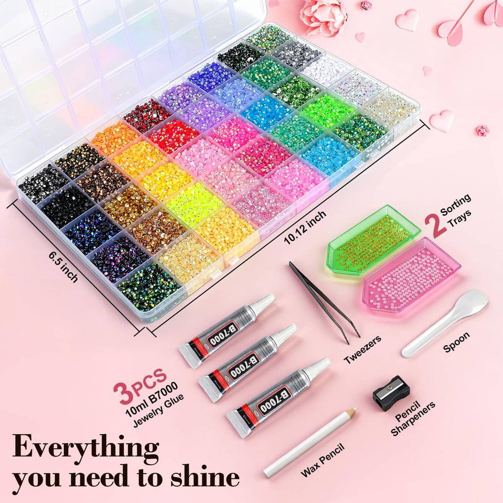 Resin jelly rhinestone storage tray with multicolor compartments and craft tools