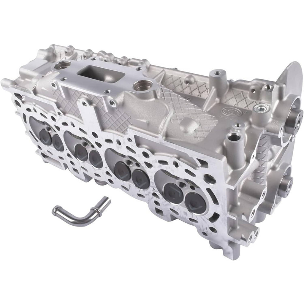 Cylinder head assembly showing combustion chamber deck and cylinder bores