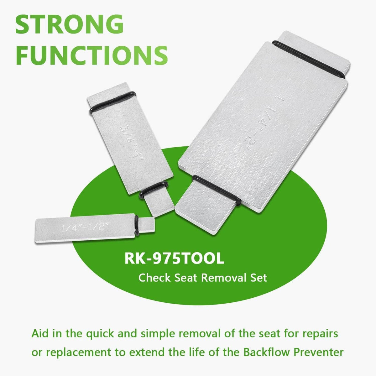 Check seat removal set of metal insertion plates with black rubber bands