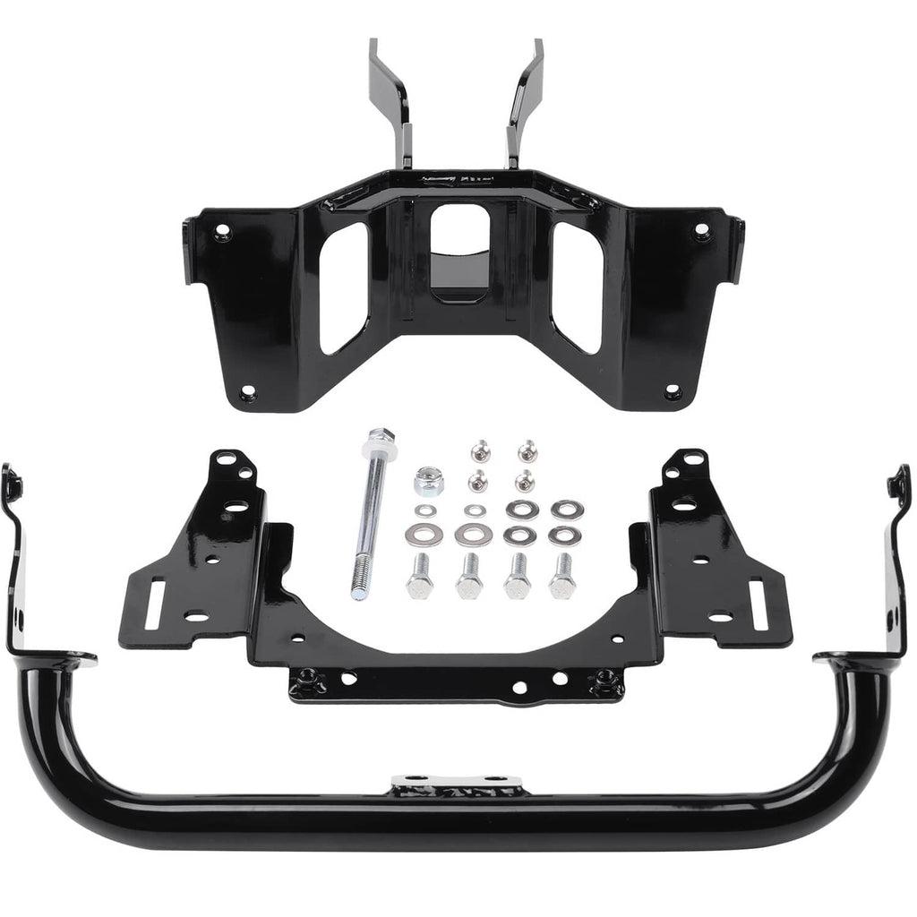 Black windshield fairing bracket kit with hardware bolts and mounting plates