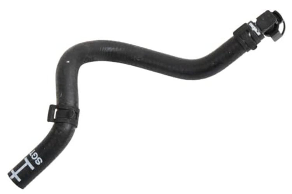 Black coolant air bleed hose with large elbow section and outlet connector