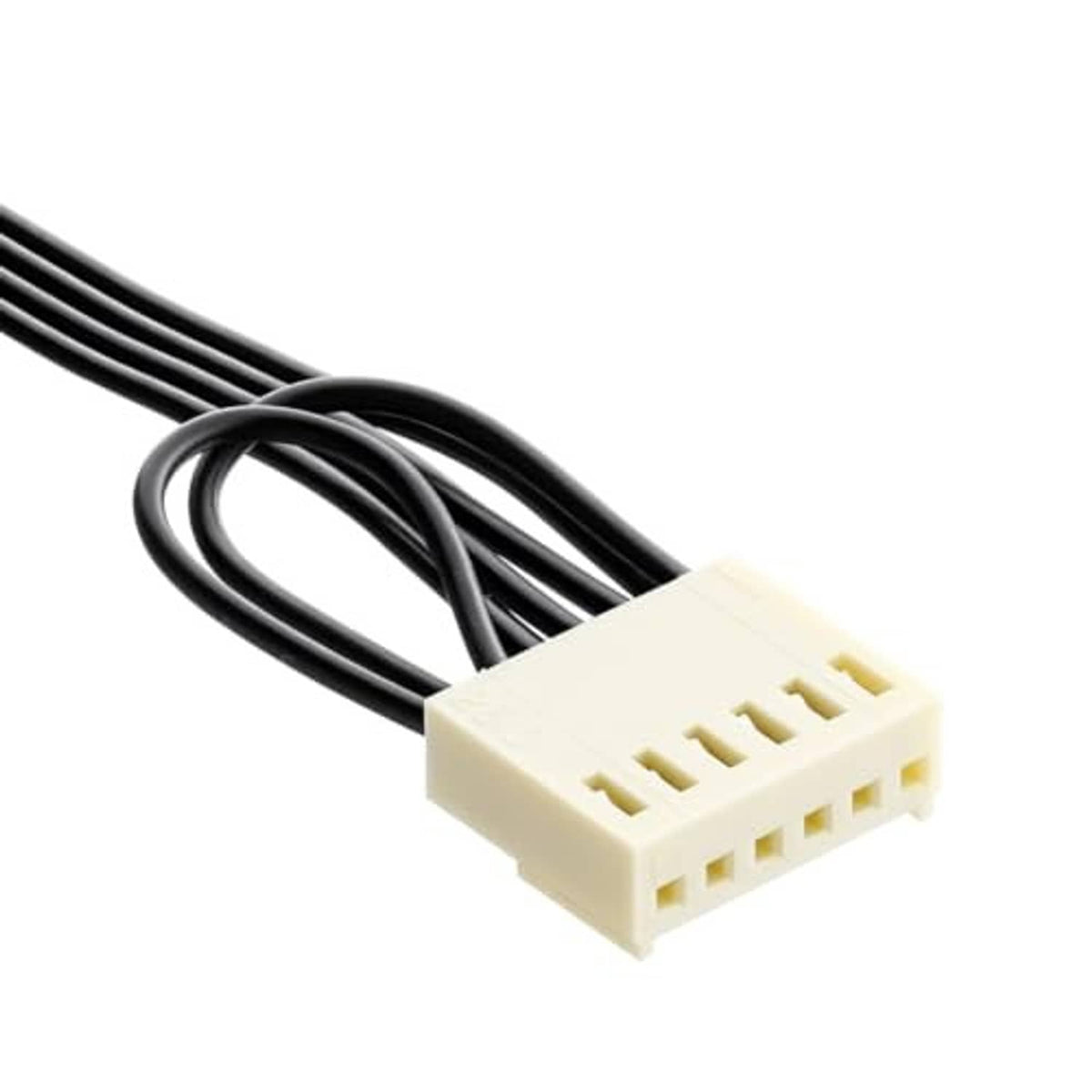 White 5-pin connector plug on PWM fan adapter cable