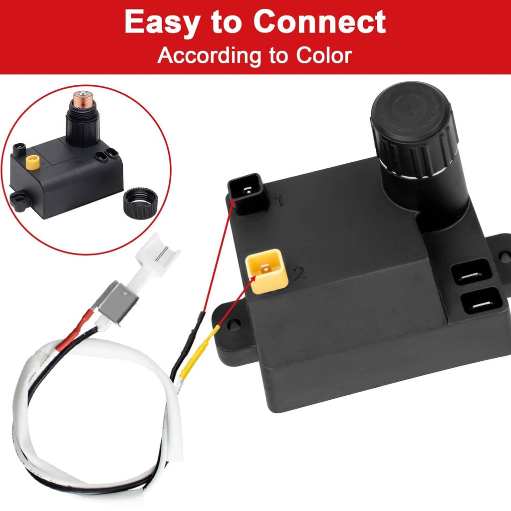 Grill igniter module with knob cap and white wire connector with insulated leads