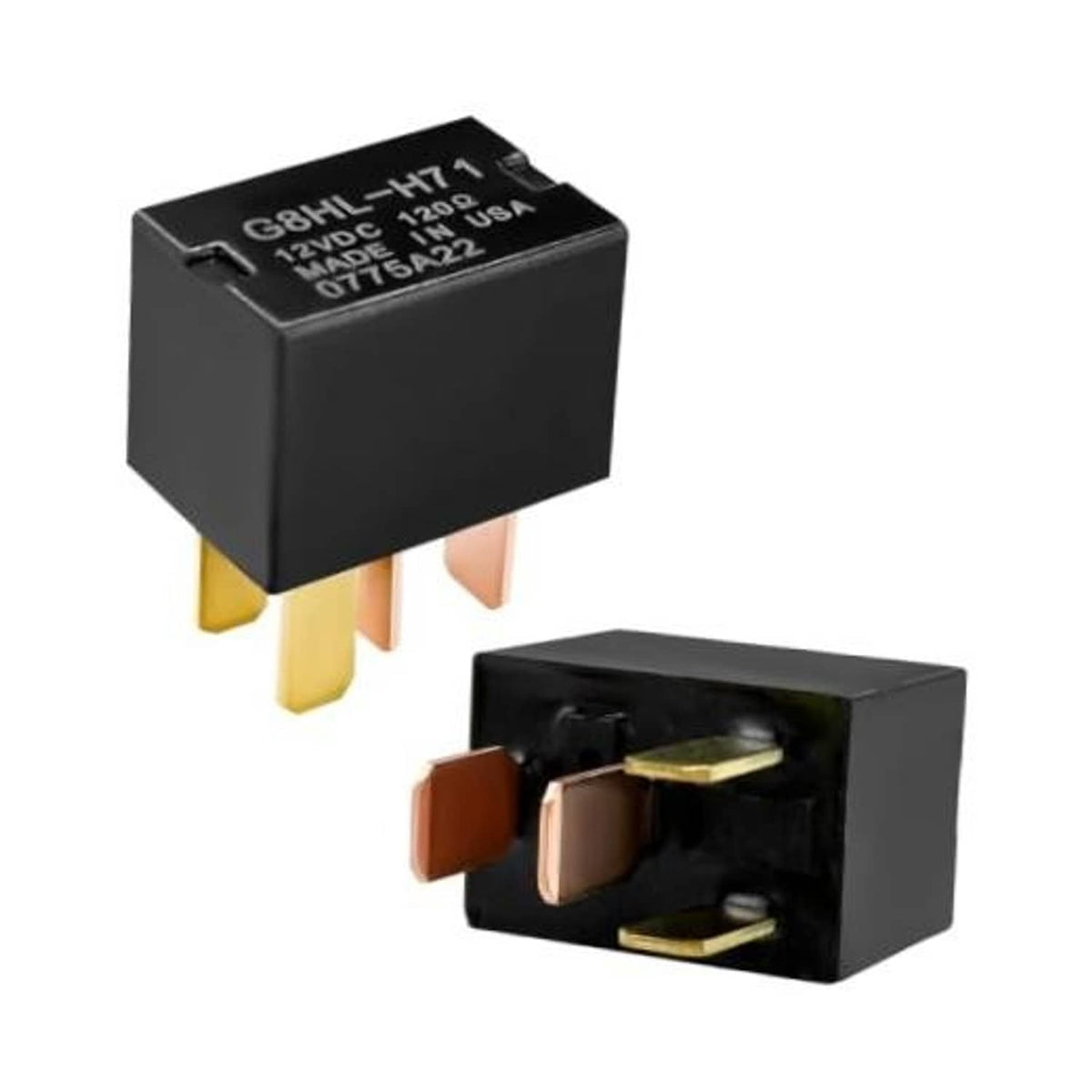 Black 4-pin AC relay with blade terminals and label marking G8HL-H71