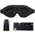 Black contoured sleep eye mask with soft cushioned eye cups and side strap