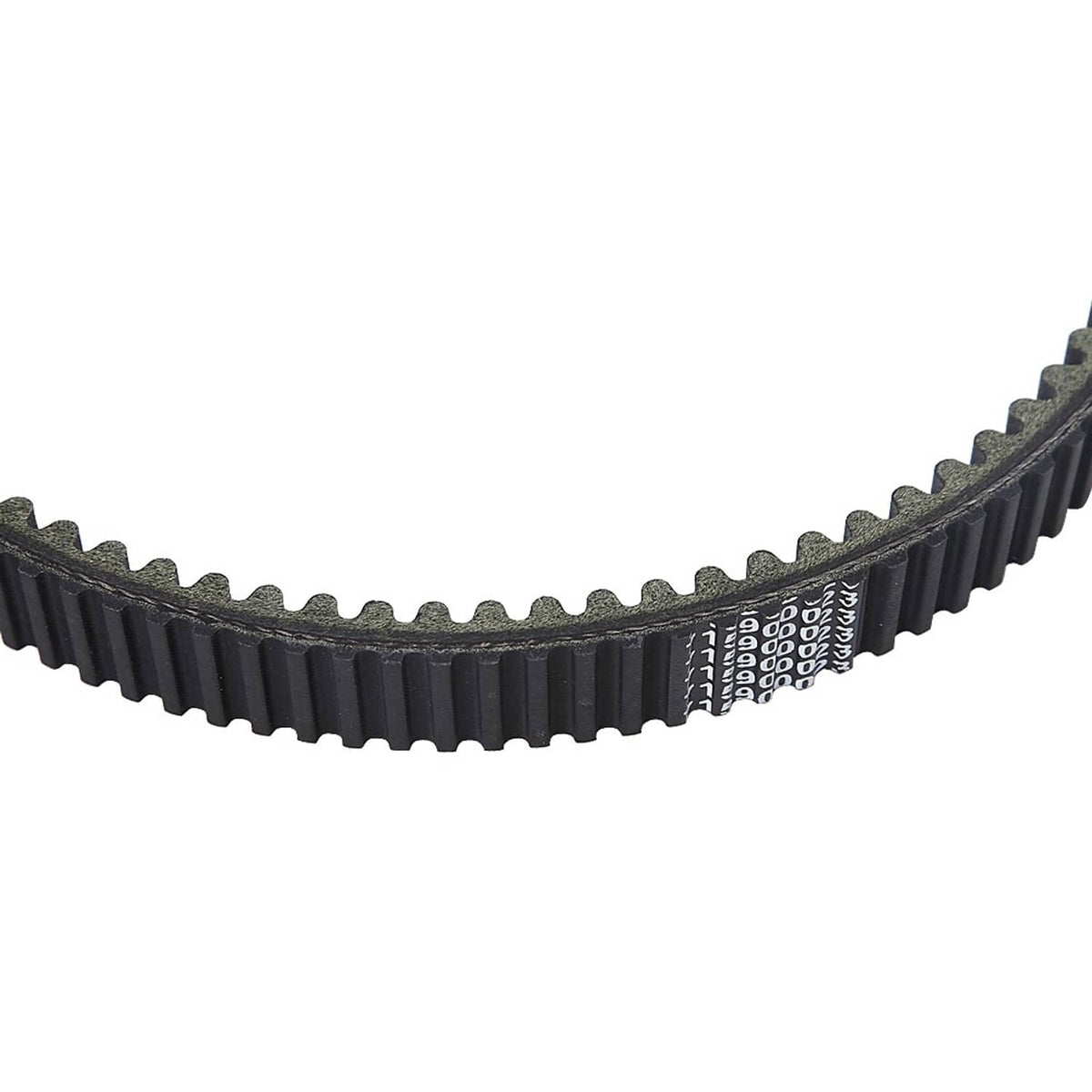 Replacement drive belt with toothed sides and molded cog pattern, black rubber