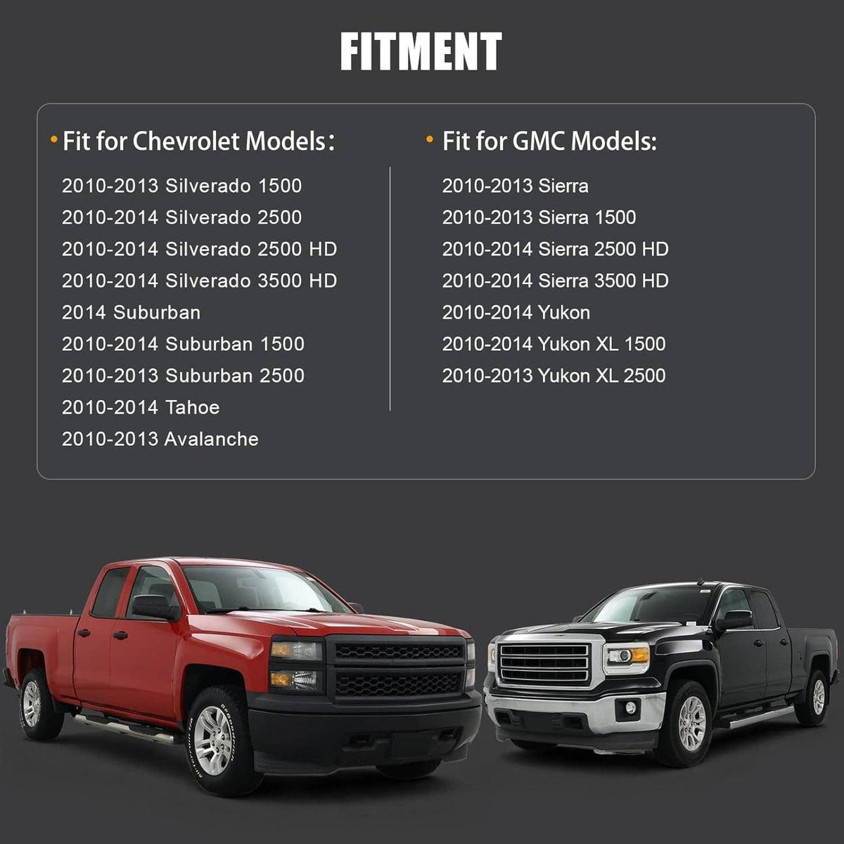Door panel handle armrest repair kit fitment list for Chevrolet and GMC models