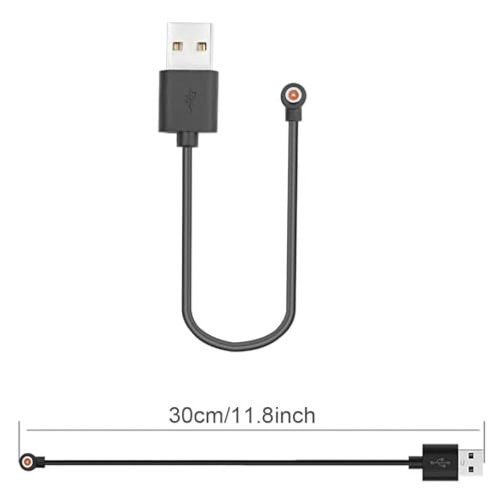 Black magnetic smart ring charging cable, USB-A plug with 1-pin magnetic connector, 30cm