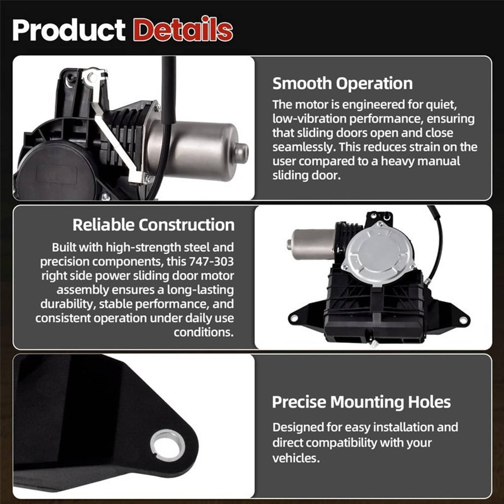 Right-side power sliding door motor details with mounting and motor housing